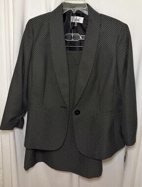 New!! LE SUIT SKIRT & BLAZER JACKET BUSINESS SUIT, 2PC, Black And White SIZE 14